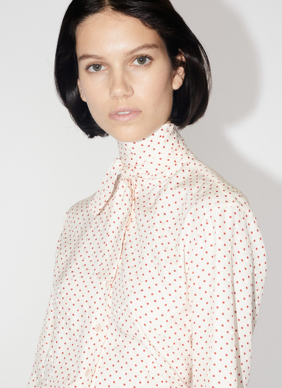 Polka dots lavaliere shirt ALAÏA PINK POLKA DOTS LAVALIERE SHIRT